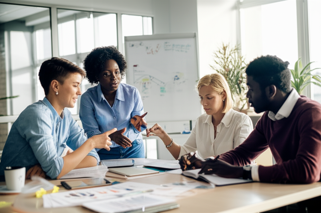 Kinemlabs team collaborating in a modern office